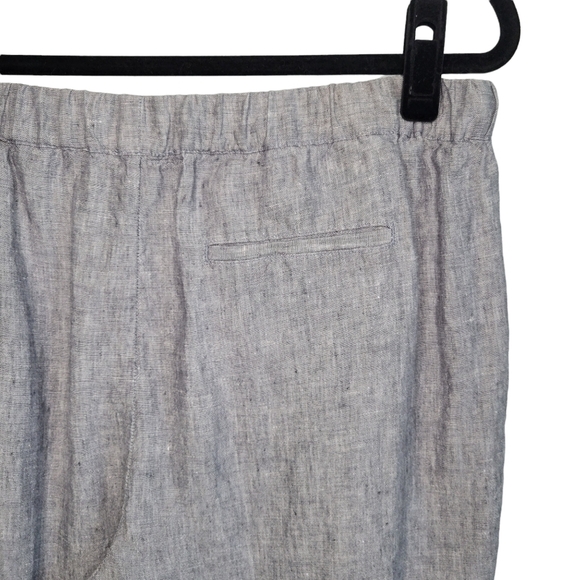 Saks Fifth Avenue Cropped Linen Pull-On Straight Leg Pants Women's L Gray Blue - Picture 4 of 10